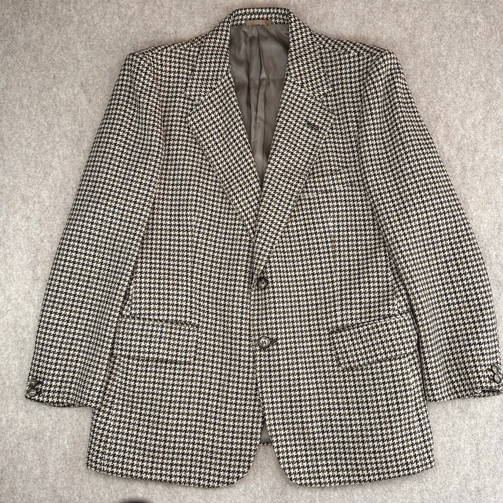 Vintage St Michael 100% Cashmere Brown Houndstooth Sports Jacket 42S